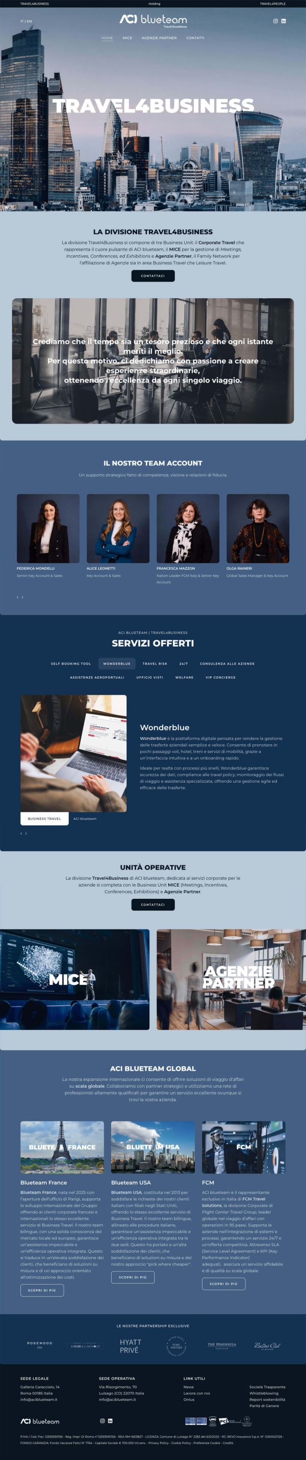 Sviluppo portale web aziendale per il settore business travel