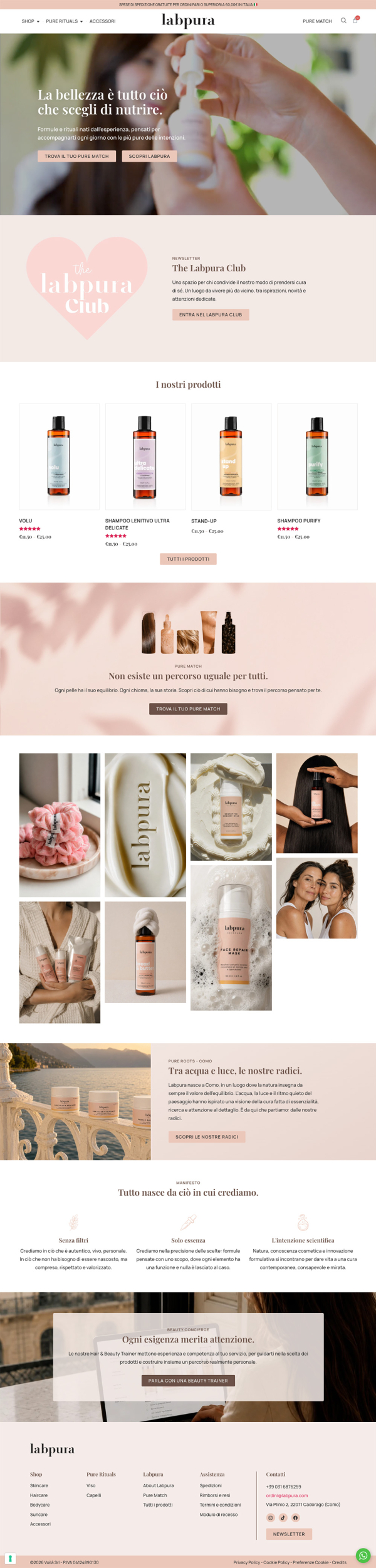 Sviluppo sito WooCommerce prodotti skincare e haircare