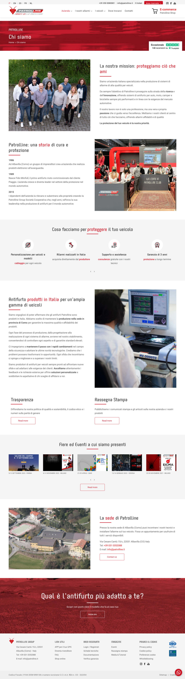 Web design per azienda di sicurezza automotive a Como