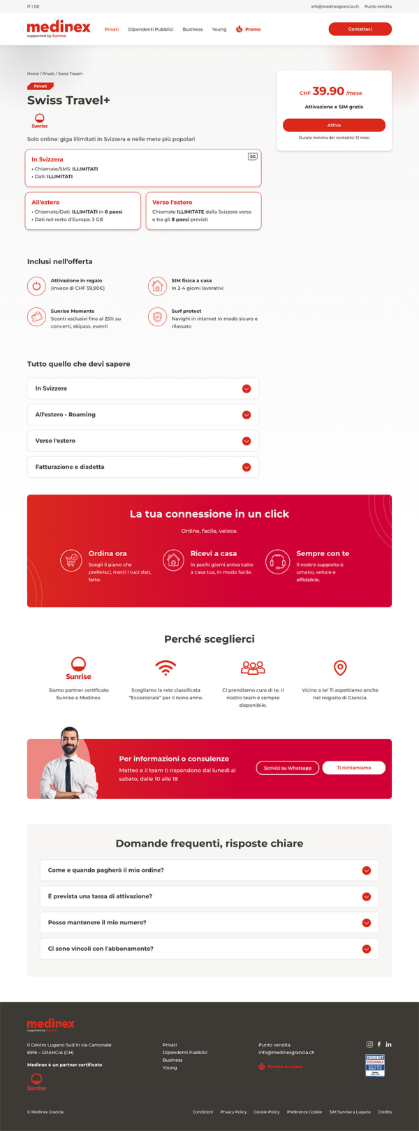 Realizzazione sito internet per un negozio in Svizzera
