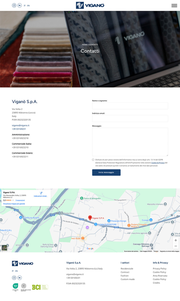 Web design e comunicazione digitale azienda leader velluti