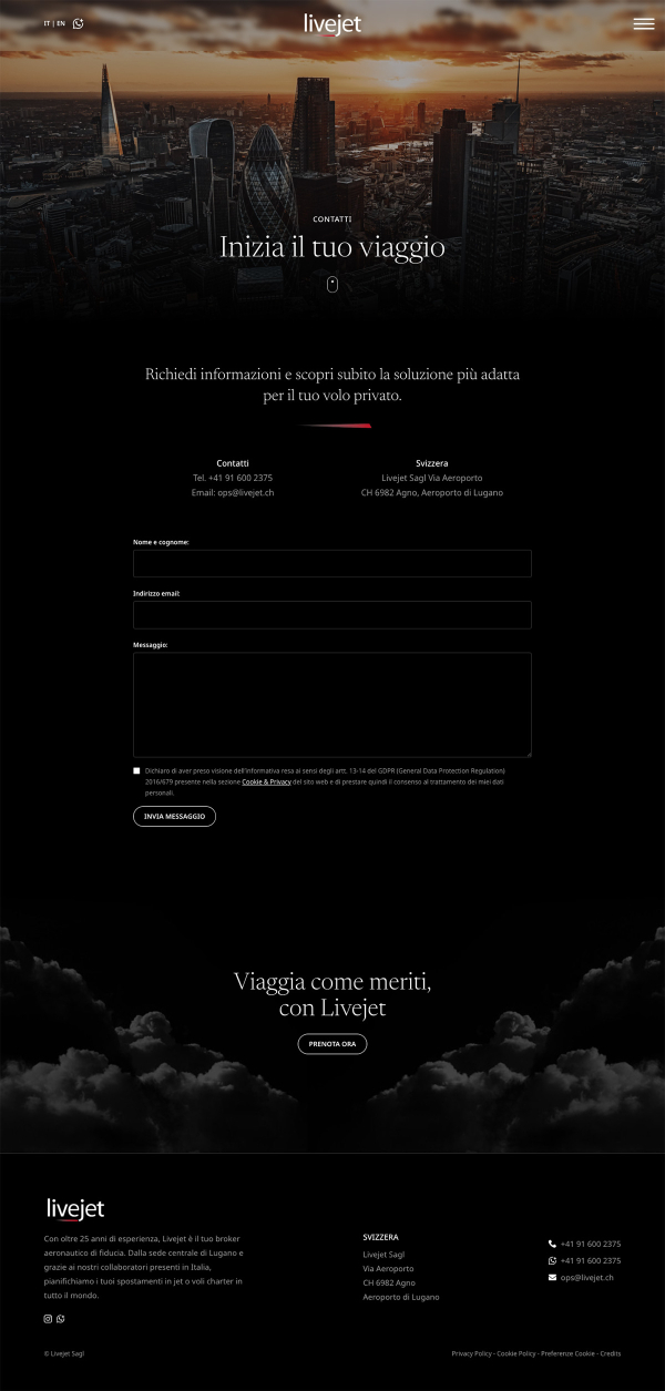 Sviluppo sito internet noleggio Jet